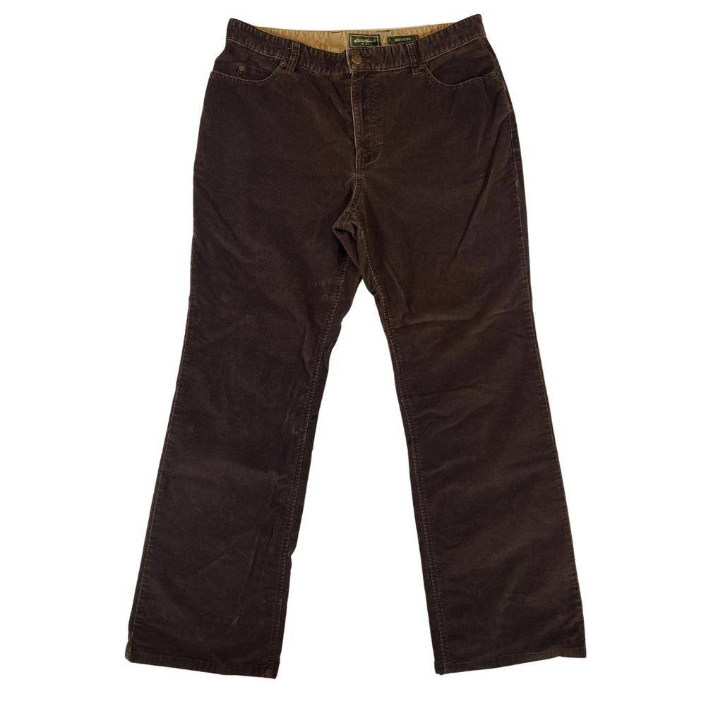 Eddie Bauer Women's Brown Boot Cut Corduroy Pants Size 14 Stretch